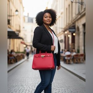Stylish Red Tote Bag with Gold Hardware -NWOT